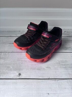 Skechers Kids' Black, Orange and Red Light-Up Athletic Shoes